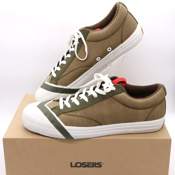 Losers Other - Rare HTF Losers Brand Mens Shoes Olive Drab Canvas Schooler Lo (US 10.5)(EU 44)